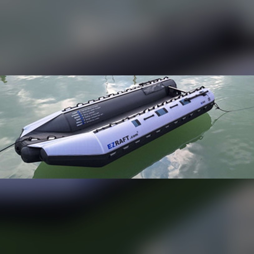 EZ Raft 400 lightweight inflatable boat on the water